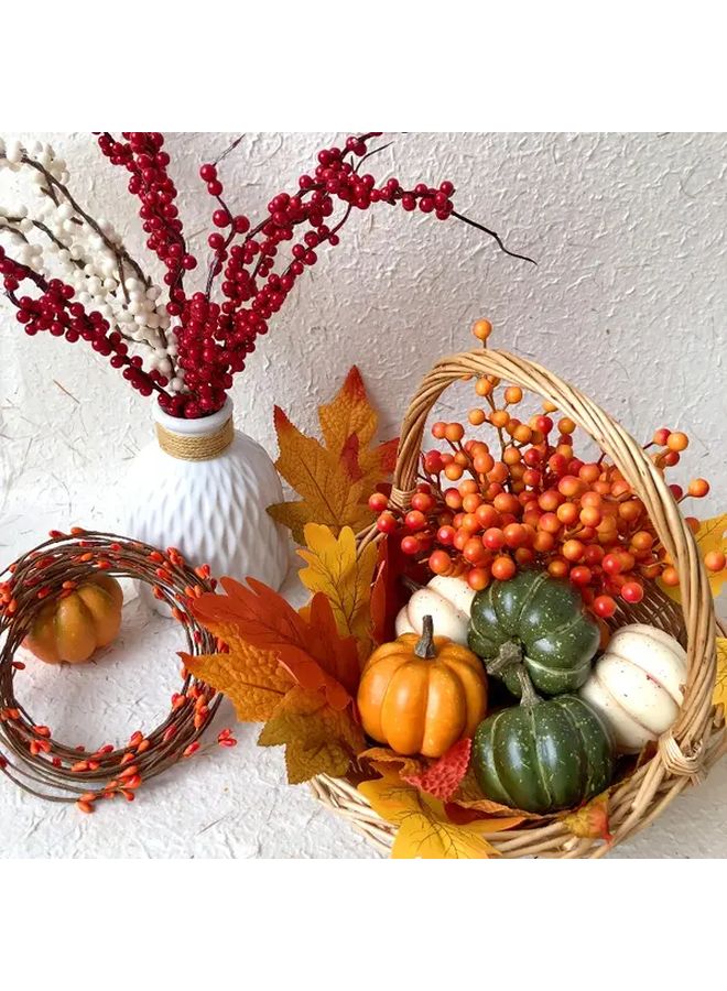 100 Pcs Artificial Berries And Floral Stems For Fall Thanksgiving Halloween Christmas Decor - Image 1